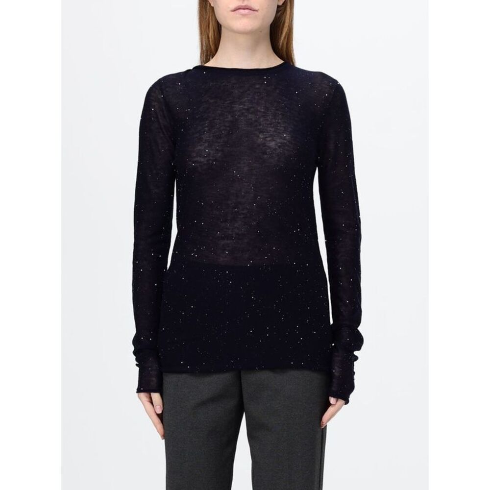 Pinko Women Slim Fit Wool Blend Crewneck Jumper Pinko With Sequin Embroidery